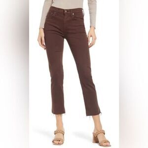 NWT Edwin Anthropology Women’s Bree Slim Straight Crop Jeans Java Brown- Size 27